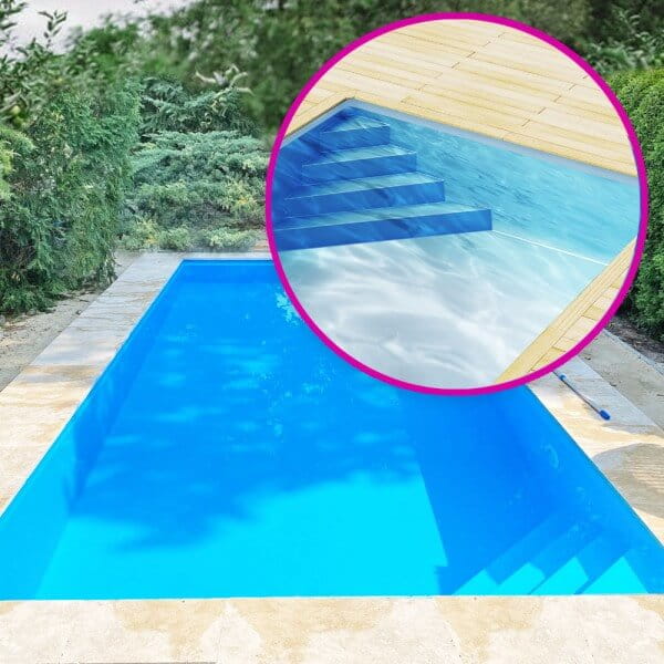 Styroporpool, 600 x 300 x 150 cm, Komplettset mit Ecktreppe links Styroporpool, 600 x 300 x 150 cm, Komplettset mit Ecktreppe links