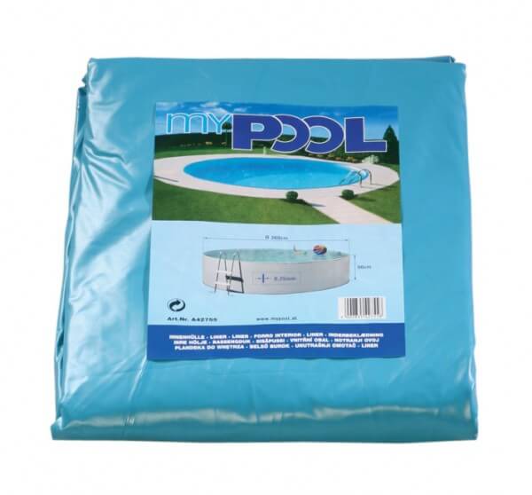 Poolfolie rund, 600 x 150 cm, 0,60 mm, mit Biese, blau